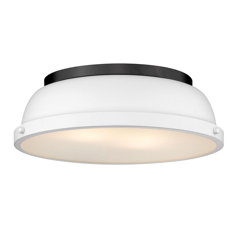 Duncan 14&#34; Flush Mount in Matte Black with a Matte White Shade