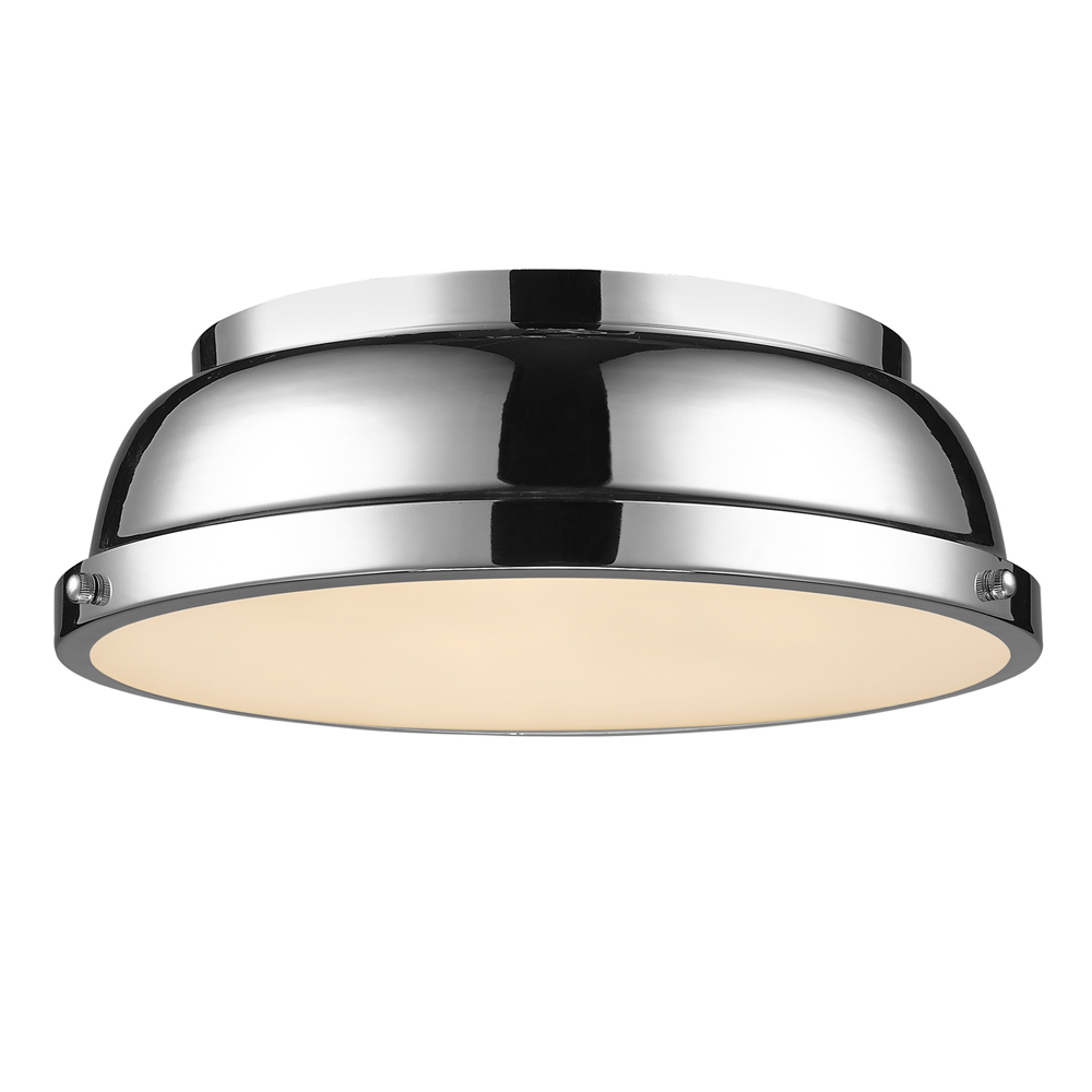 Duncan 14&#34; Flush Mount in Chrome with a Chrome Shade