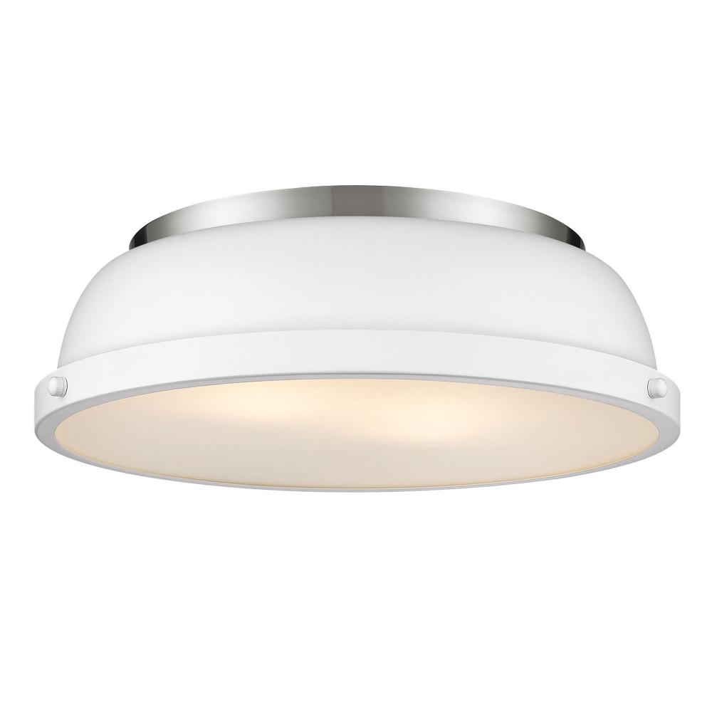 Duncan 14&#34; Flush Mount in Pewter with a Matte White Shade