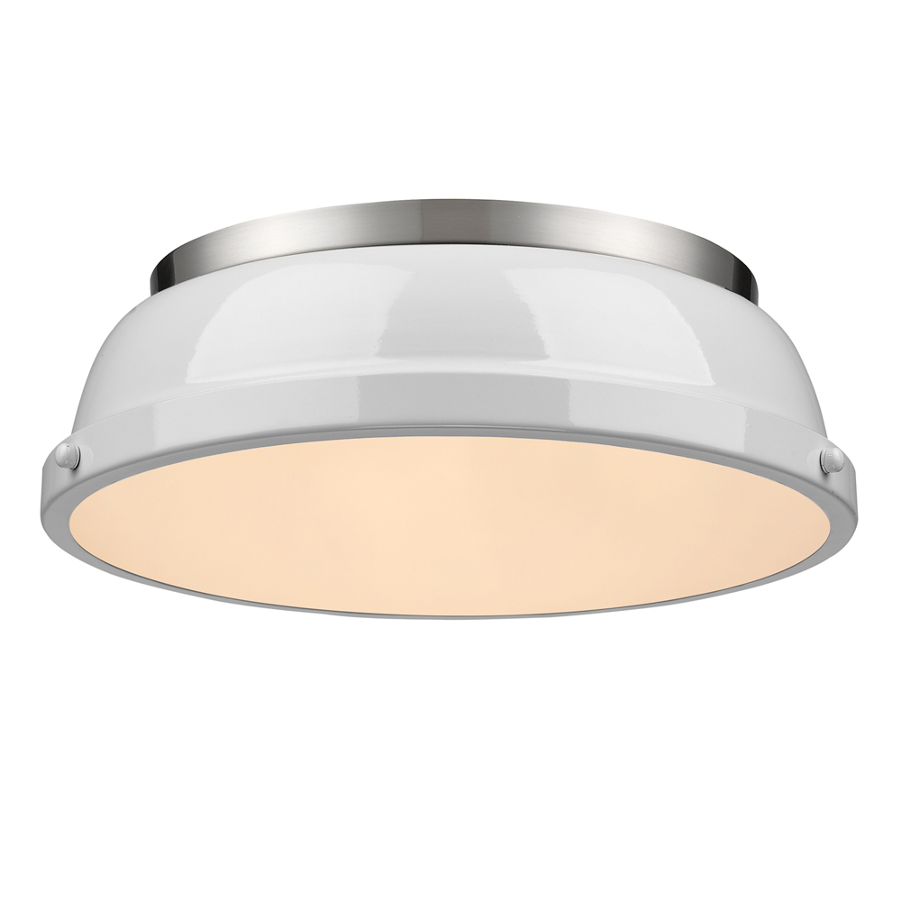 Duncan 14&#34; Flush Mount in Pewter with a White Shade