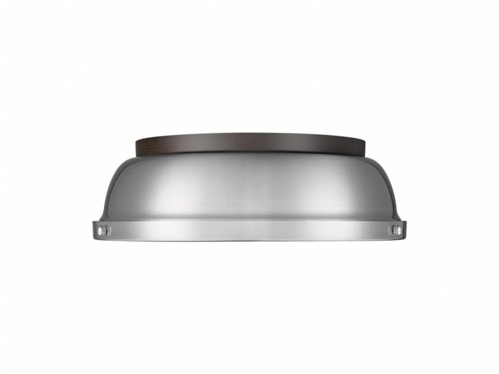 Duncan 14&#34; Flush Mount in Rubbed Bronze with Pewter