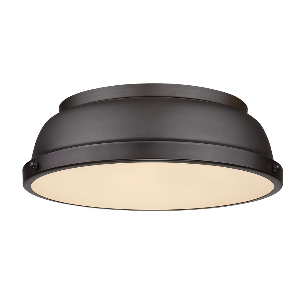 Duncan 14&#34; Flush Mount in Rubbed Bronze with a Rubbed Bronze Shade