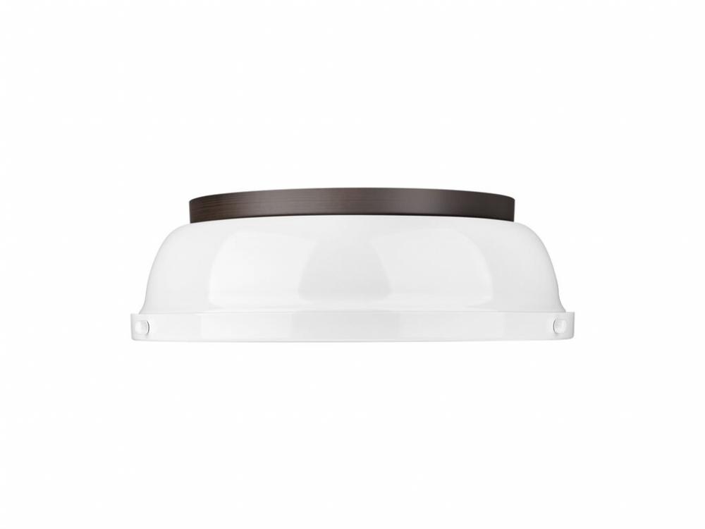 Duncan 14&#34; Flush Mount in Rubbed Bronze with White