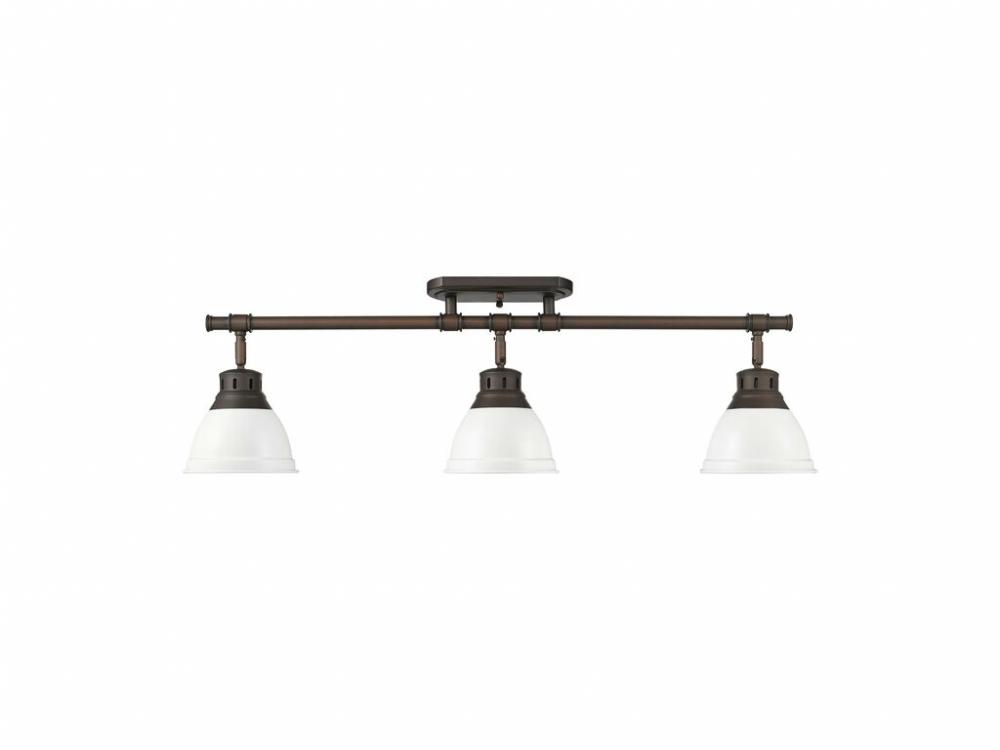 Duncan 3-Light Semi-Flush - Track Light in Rubbed Bronze with Matte White