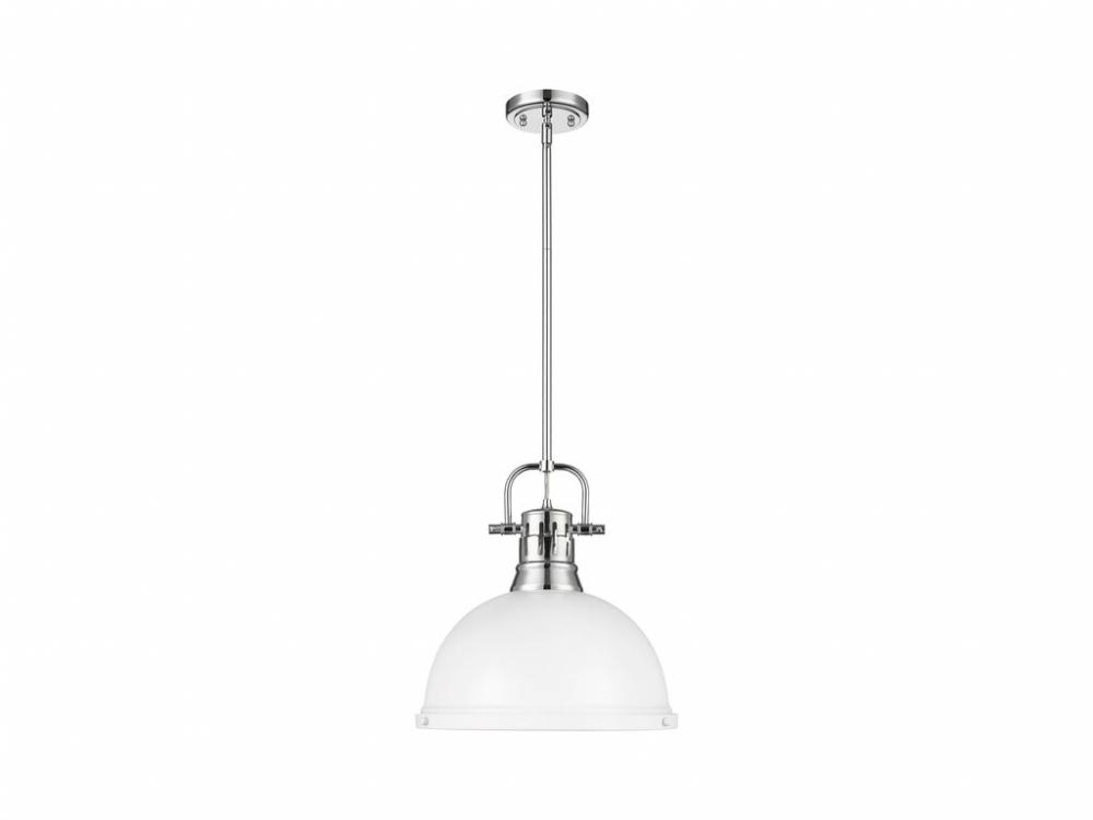 Duncan 1-Light Pendant with Rod in Chrome with Matte White