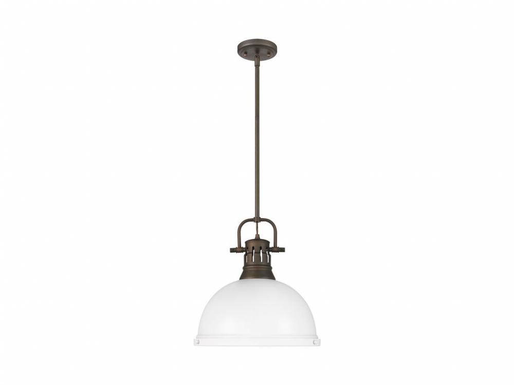 Duncan 1-Light Pendant with Rod in Rubbed Bronze with Matte White