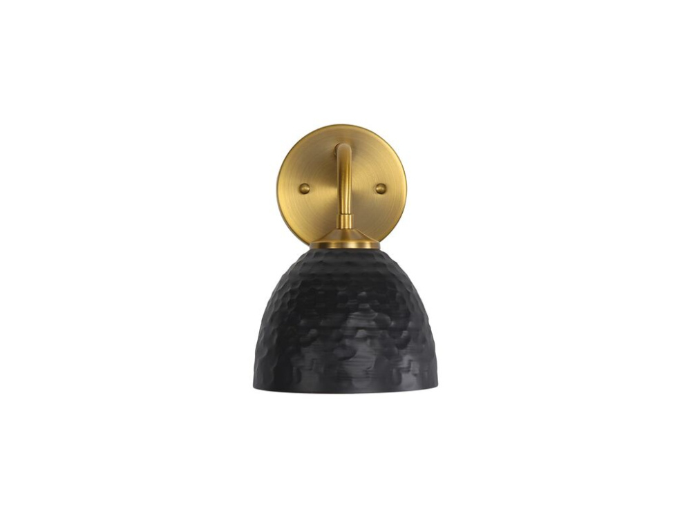 Shepard 1-Light Wall Sconce in Modern Brass with Matte Black