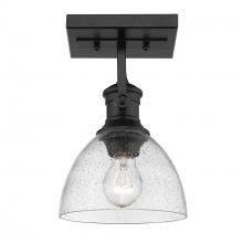 Golden 3118-1SF BLK-SD - Hines 1-Light Semi-Flush in Matte Black with Seeded Glass