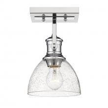 Golden 3118-1SF CH-SD - Hines 1-Light Semi-Flush in Chrome with Seeded Glass