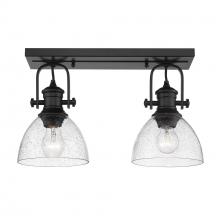 Golden 3118-2SF BLK-SD - Hines 2-Light Semi-Flush in Matte Black with Seeded Glass