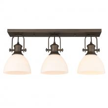 Golden 3118-3SF RBZ-OP - Hines 3-Light Semi-Flush in Rubbed Bronze with Opal Glass