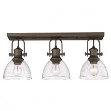 Golden 3118-3SF RBZ-SD - Hines 3-Light Semi-Flush in Rubbed Bronze with Seeded Glass