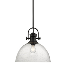 Golden 3118-L BLK-SD - Hines 1-Light Pendant in Matte Black with Seeded Glass