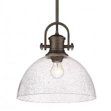 Golden 3118-L RBZ-SD - Hines 1-Light Pendant in Rubbed Bronze with Seeded Glass