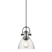 Golden 3118-M1L CH-SD - Hines Mini Pendant in Chrome with Seeded Glass