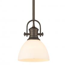 Golden 3118-M1L RBZ-OP - Hines Mini Pendant in Rubbed Bronze with Opal Glass