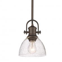 Golden 3118-M1L RBZ-SD - Hines Mini Pendant in Rubbed Bronze with Seeded Glass