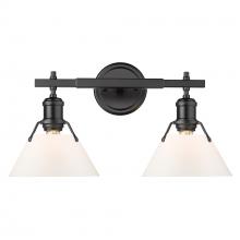 Golden 3306-BA2 BLK-OP - Orwell BLK 2 Light Bath Vanity in Matte Black with Opal Glass