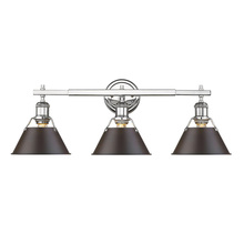 Golden 3306-BA3 CH-RBZ - Orwell CH 3 Light Bath Vanity in Chrome with Rubbed Bronze shades