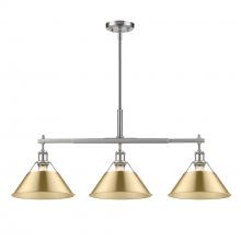 Golden 3306-LP PW-BCB - Orwell PW 3 Light Linear Pendant in Pewter with Brushed Champagne Bronze shades