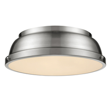 Golden 3602-14 PW-PW - Duncan 14" Flush Mount in Pewter with a Pewter Shade