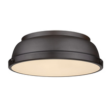 Golden 3602-14 RBZ-RBZ - Duncan 14" Flush Mount in Rubbed Bronze with a Rubbed Bronze Shade