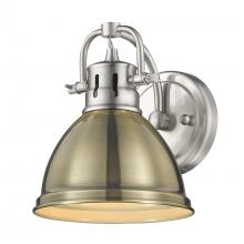 Golden 3602-BA1 PW-AB - Duncan 1 Light Bath Vanity in Pewter with an Aged Brass Shade