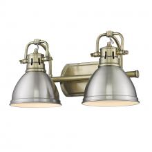 Golden 3602-BA2 AB-PW - Duncan 2 Light Bath Vanity in Aged Brass with Pewter Shades