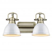 Golden 3602-BA2 AB-WH - Duncan 2 Light Bath Vanity in Aged Brass with White Shades