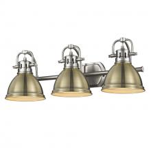 Golden 3602-BA3 PW-AB - Duncan 3 Light Bath Vanity in Pewter with an Aged Brass Shade