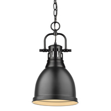 Golden 3602-S BLK-BLK - Duncan Small Pendant with Chain in Matte Black with a Matte Black Shade