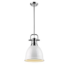 Golden 3604-S CH-WH - Duncan Small Pendant with Rod in Chrome with a White Shade