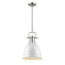 Golden 3604-S PW-WH - Duncan Small Pendant with Rod in Pewter with a White Shade