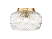 Golden 1088-3FM MBG-CLR - Adeline  3 Light Flush Mount in Modern Brushed Gold with Clear Glass Shade