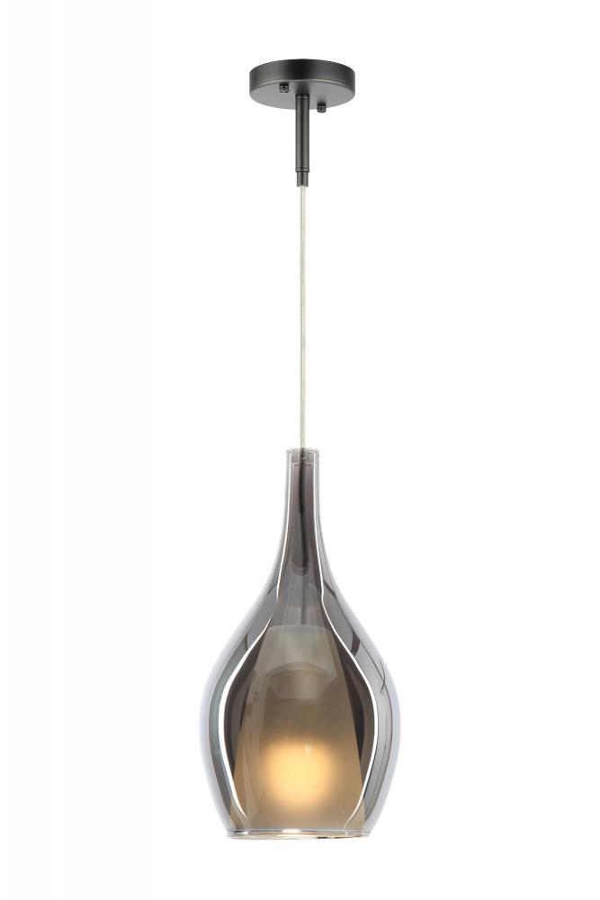 1 LT &#34;JERICHO&#34; D7.9&#34; MATTE BLACK+ SM GLASS PENDANT E26