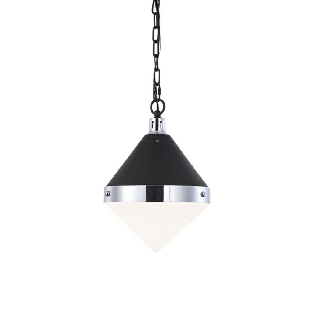 Sphericon Matte Black and Chrome Pendant