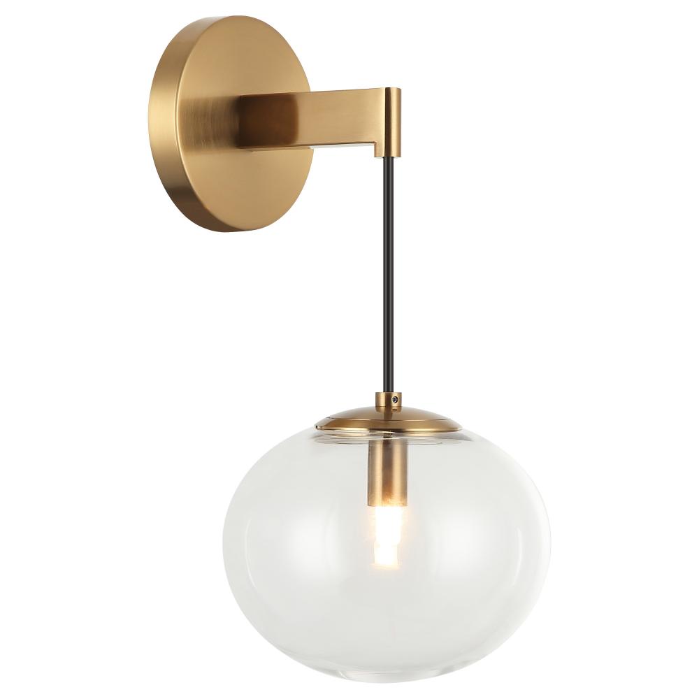 1 LT 6.9&#34;DIA &#34;BULBUS&#34;- AGED GOLD WALL CLEAR GLASS G9 LED 10W