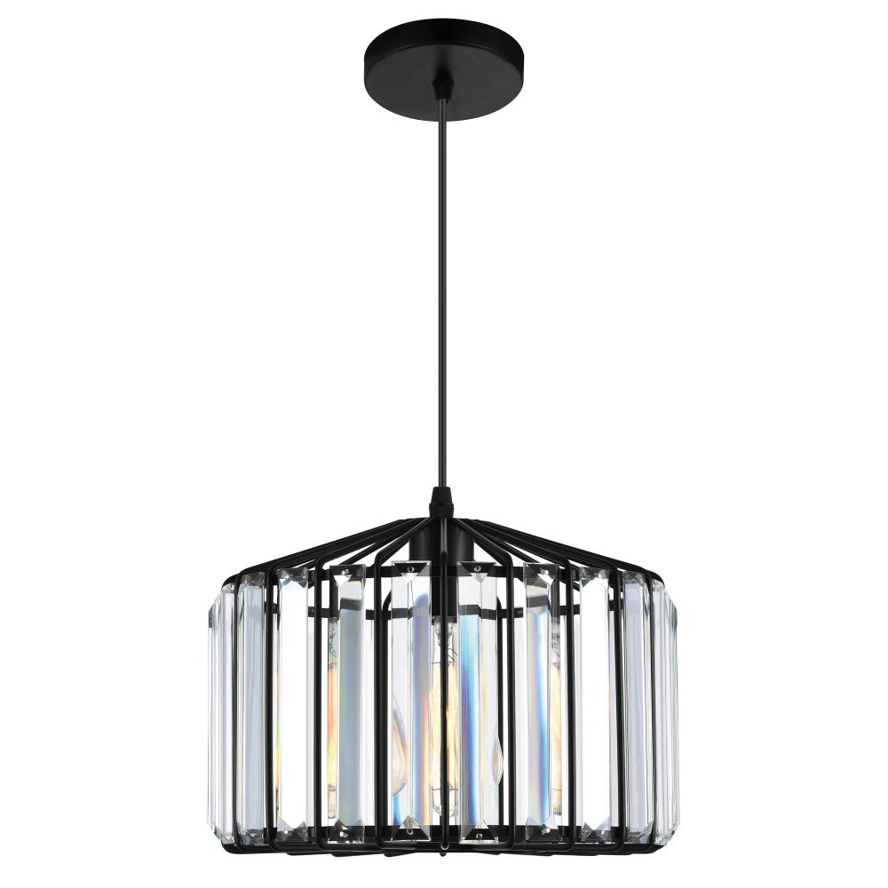 Alethia 1 Light Drum Shade Pendant With Black Finish