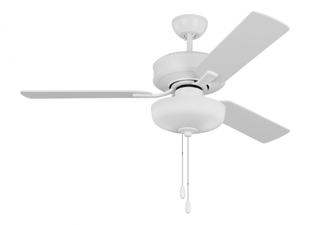 Linden 48&#39;&#39; traditional dimmable LED indoor matte white ceiling fan with light kit and rever