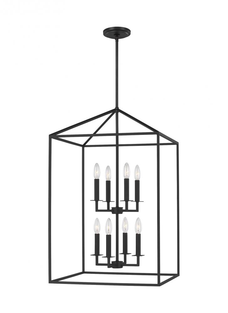 Perryton transitional 8-light indoor dimmable large ceiling pendant hanging chandelier light in midn