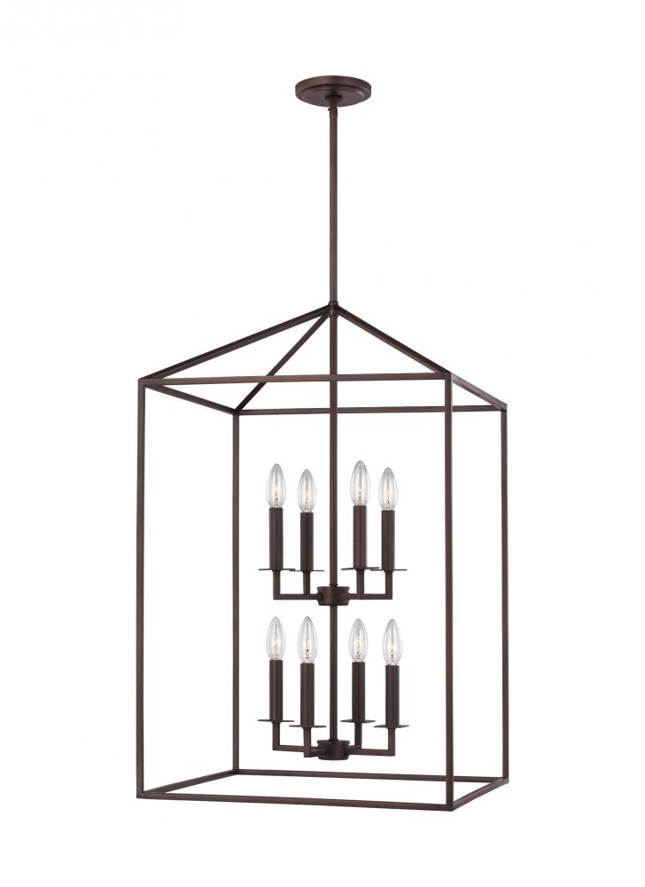 Perryton transitional 8-light indoor dimmable large ceiling pendant hanging chandelier light in bron
