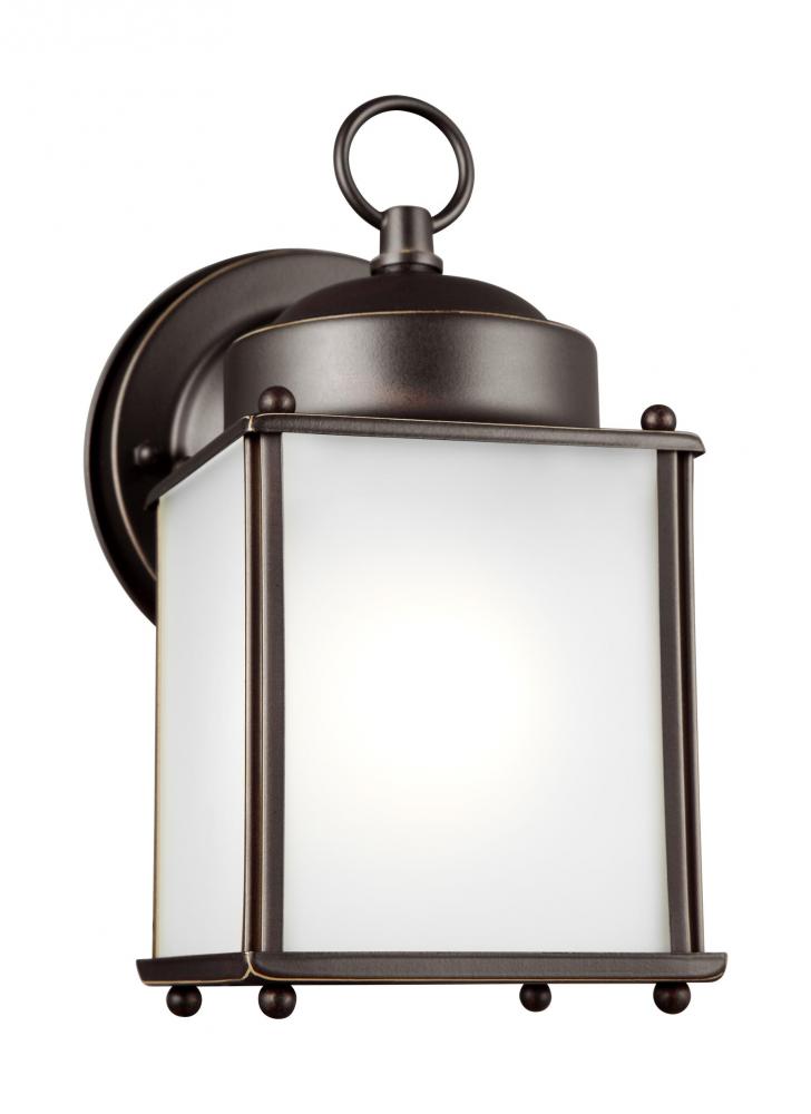 New Castle traditional 1-light outdoor exterior wall lantern sconce in antique bronze finish with sa