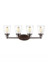 Generation Lighting 4414504-710 - Belton transitional 4-light indoor dimmable bath vanity wall sconce in bronze finish with clear seed