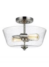 Generation Lighting 7714502-962 - Belton transitional 2-light indoor dimmable ceiling semi-flush mount in brushed nickel silver finish