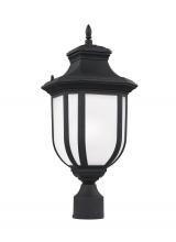 Generation Lighting 8236301-12 - Childress traditional 1-light outdoor exterior post lantern in black finish with satin etched glass