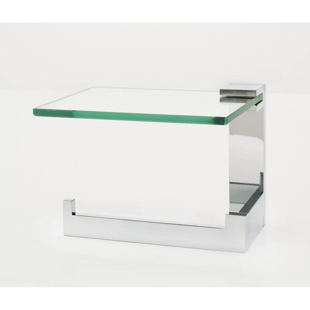 Left hand single post Tissue Holder w/ Glass Shelf