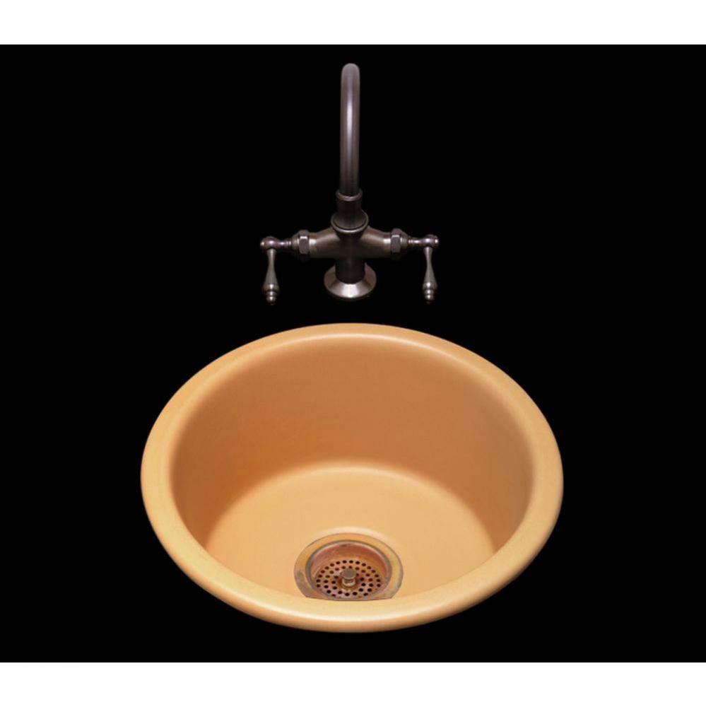 Selena, Double Glazed Round Bar/Prep Sink With Plain Bowl, 3.5&apos;&apos; Drain Opening, Undermou