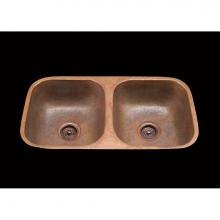 Alno B1833H.WB - Bistro, 2 Bowl Kitchen Sink, Hammertone Pattern, Undermount and Drop In