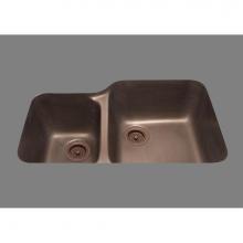 Alno Z2133P.ZP - Zola, Plain, 60/40 Double Basin Kitchen Sink, Undermount and Drop In