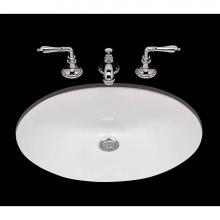 Alno P1417.U2.WH - Doreen, Double Glazed Large Oval Lavatory Plain Bowl, Offset Drain, Overflow, Undermount Only